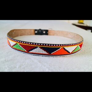 Maasai leather beaded belt